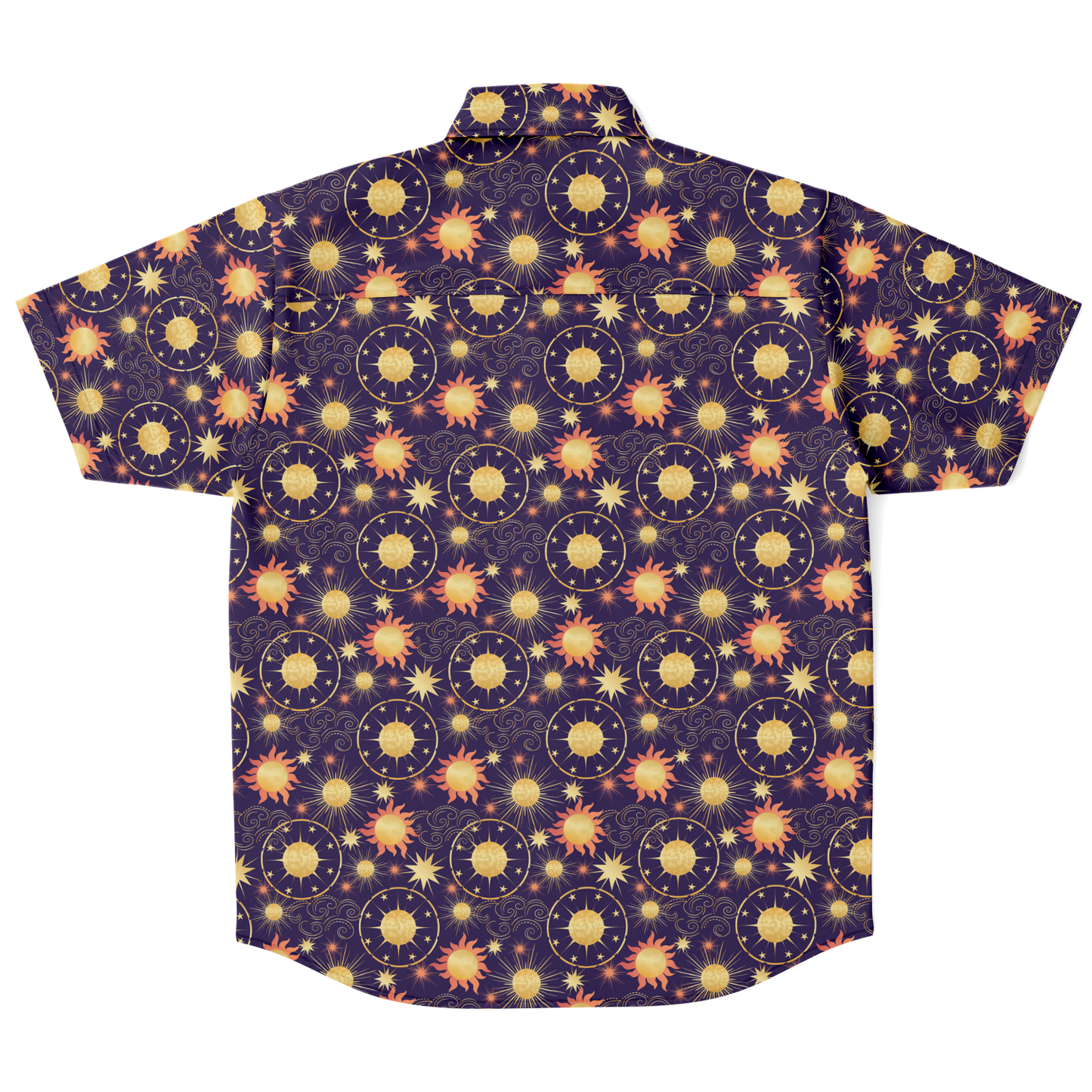 Sun and Planet short sleeve-up down shirt
