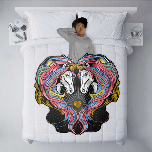 Unicorn Couple shaped blanket