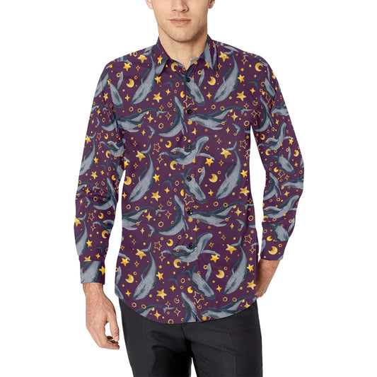 Star Whales Long Sleeve Button-up Shirt