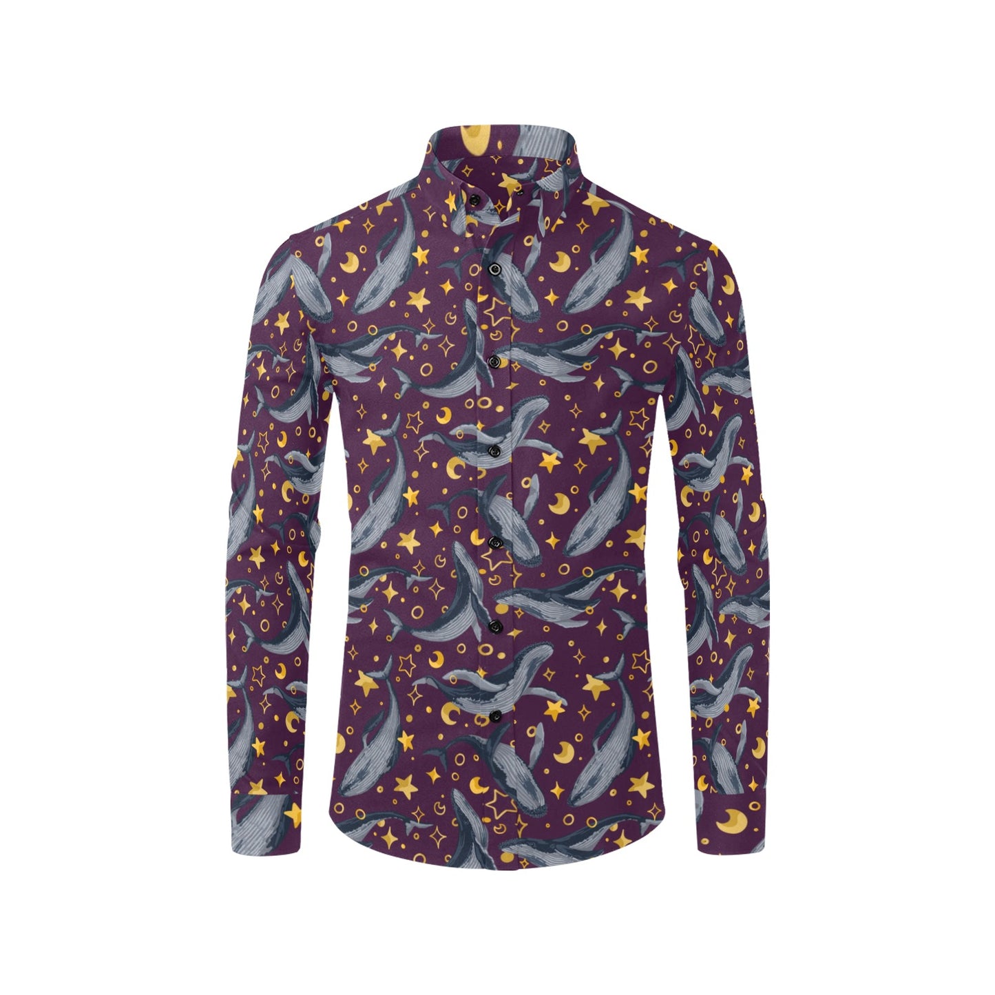 Star Whales Long Sleeve Button-up Shirt