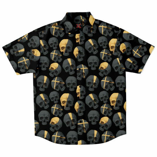 Dark remnants short sleeve button-up shirt