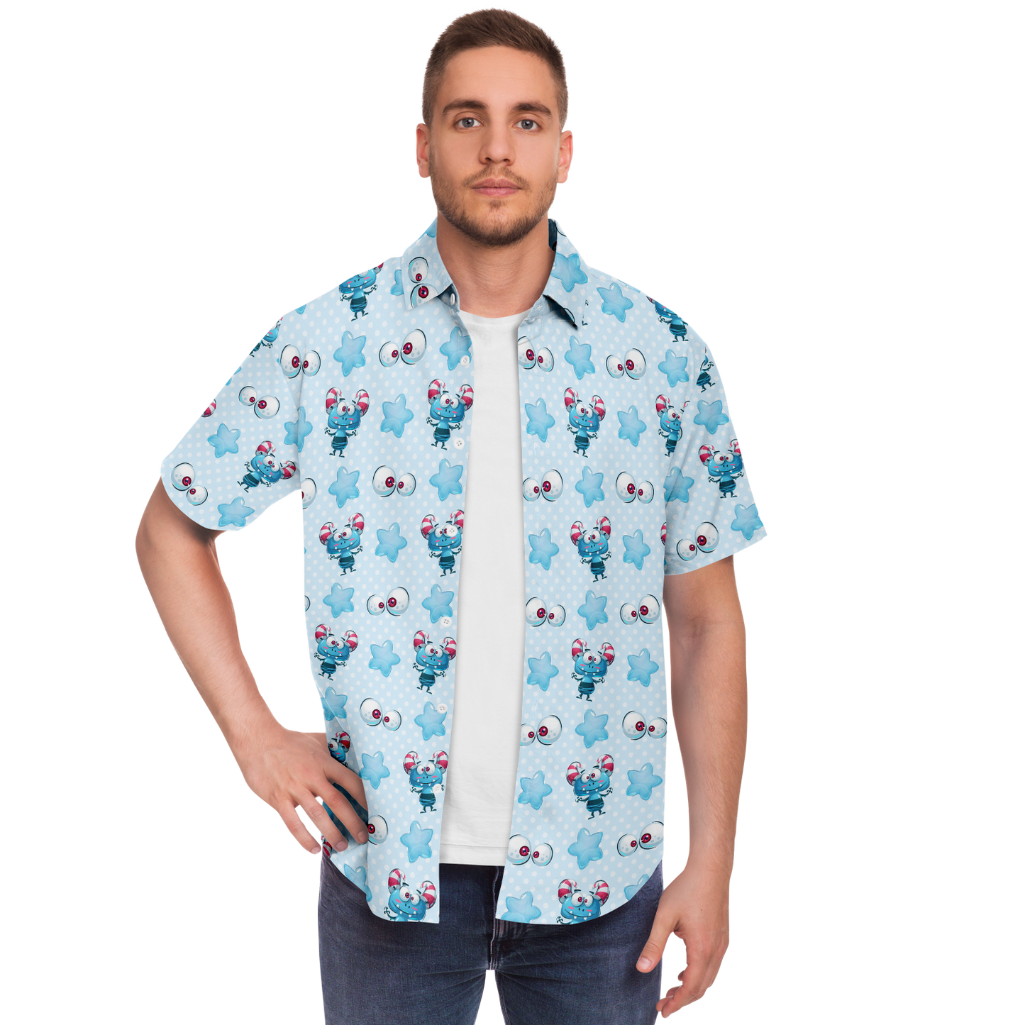 Little Monster short sleeve button down shirt