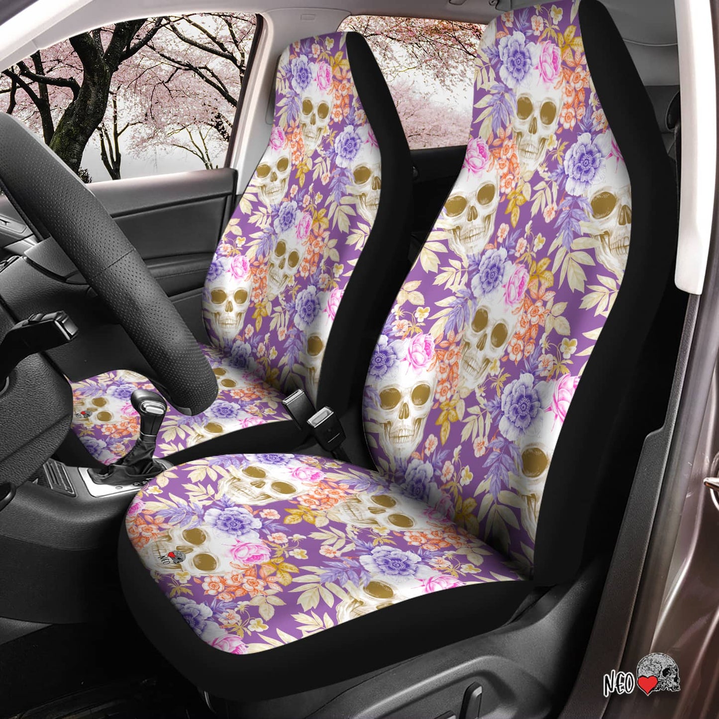 skull floral car accessories