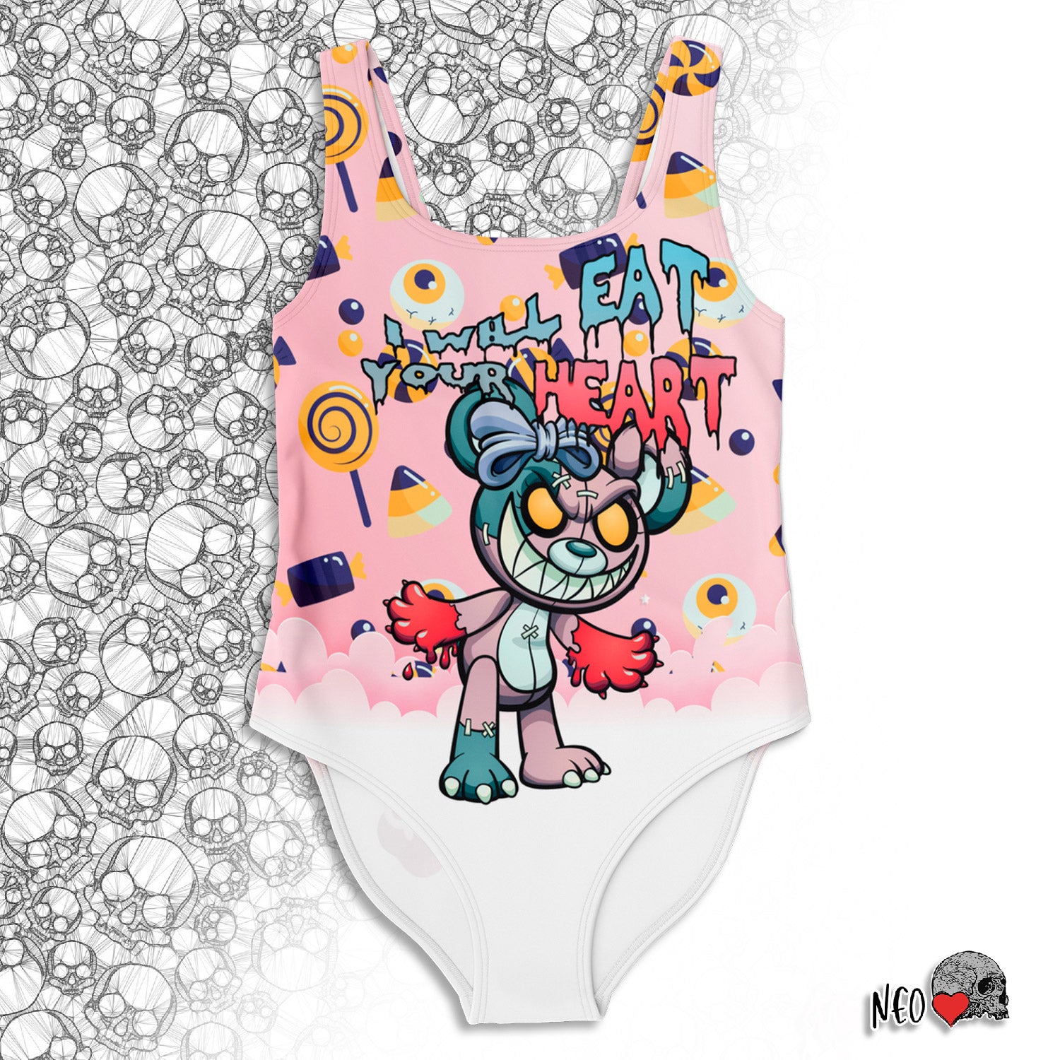 pastel goth one peace swimsuit