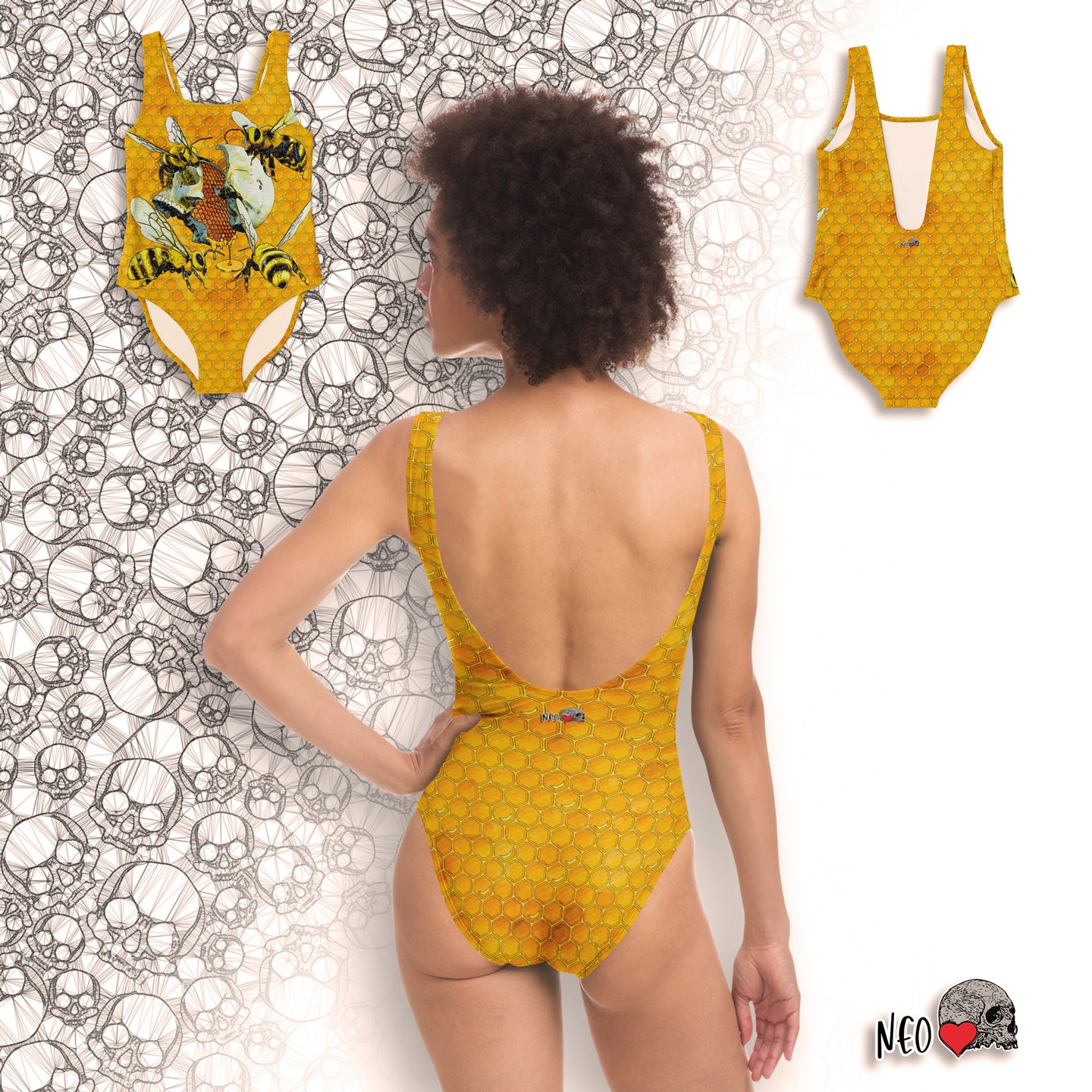 Honey Comb Skull Swimsuit - NeoSkull