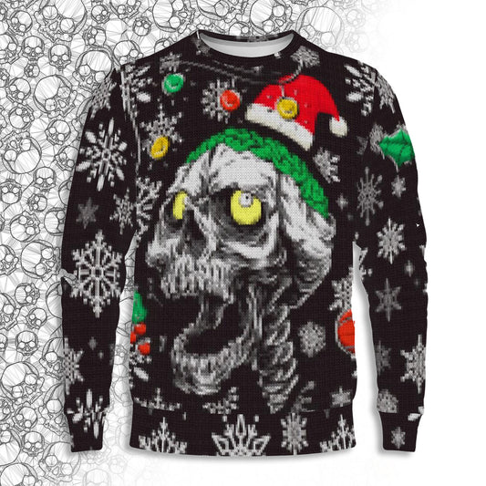 Merry Skulls Ugly Sweater Style Women's Sweatshirt