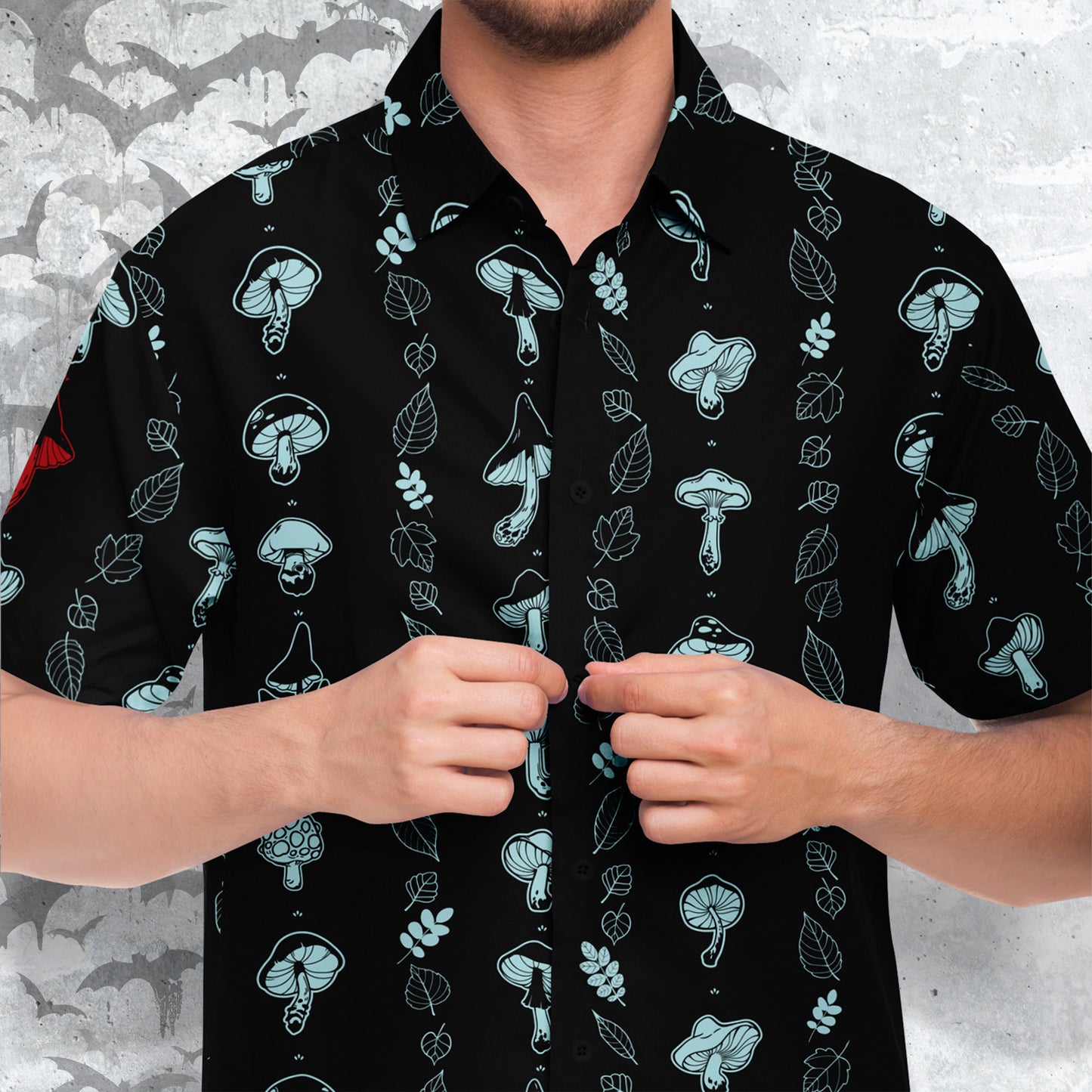 Mushrooms short sleeve button-up shirt