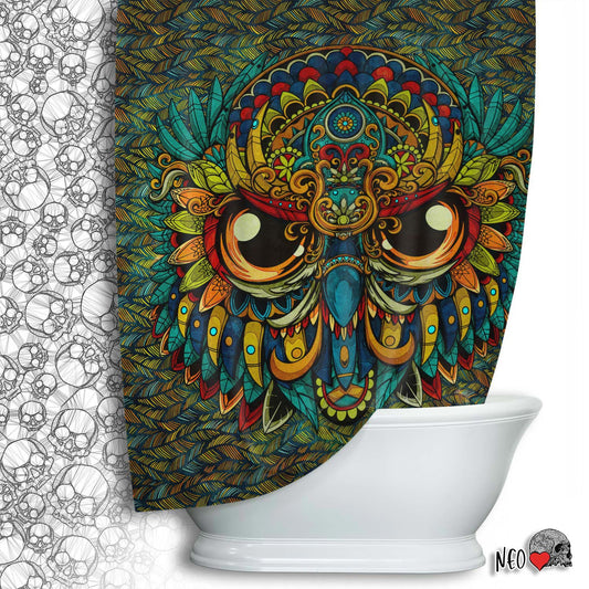 magic owl shower curtain - neoskull