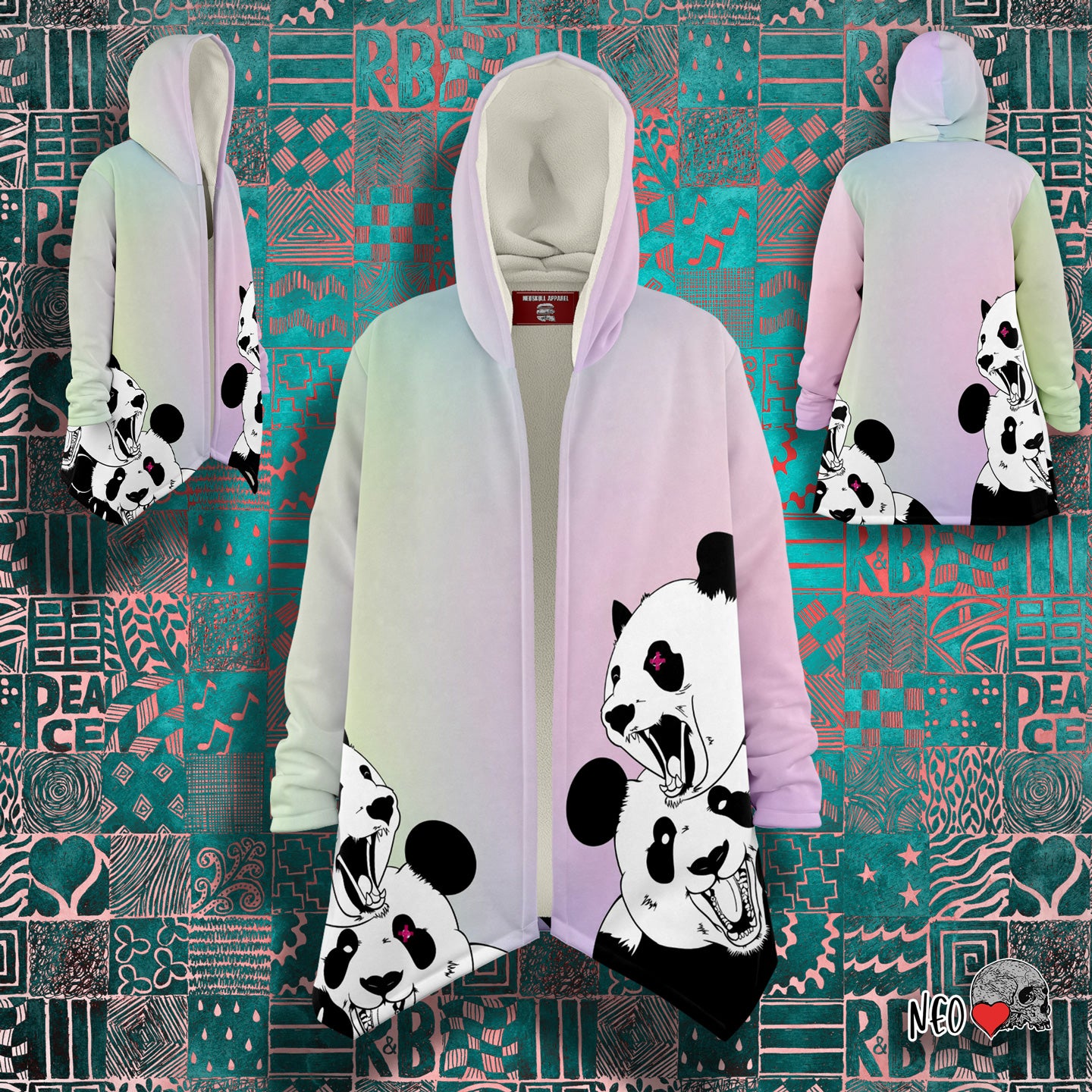 Panda Roar Hooded Microfleece Cloak - NeoSkull