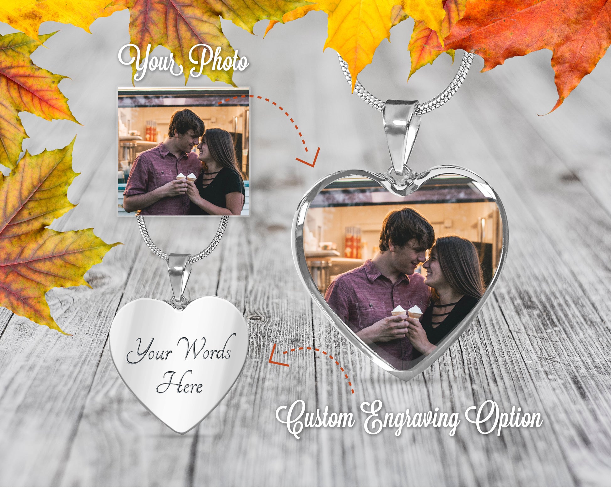 Personalized Photo Necklace Heart. Custom Picture - NeoSkull