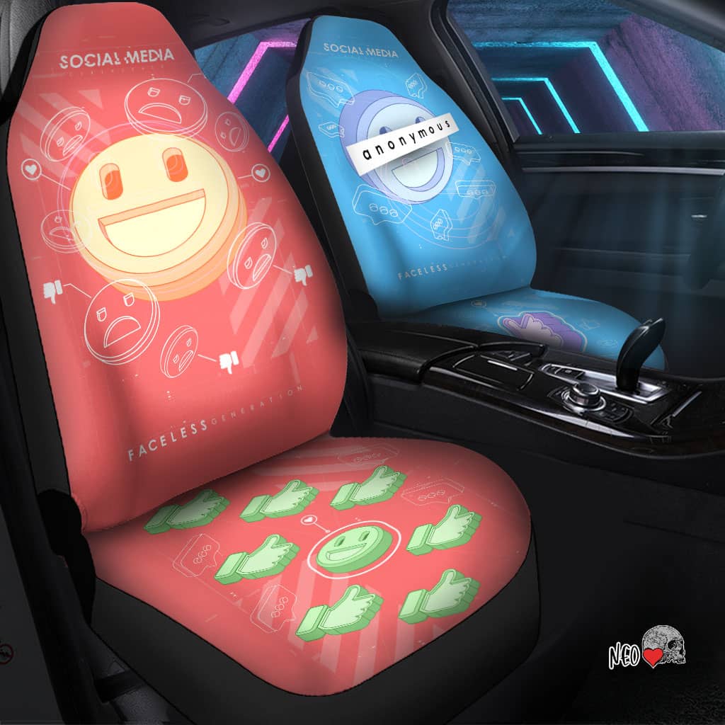 Social Media Concept Car Seat Covers - NeoSkull