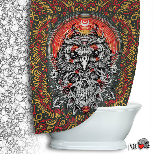 owl skull bathroom shower curtain