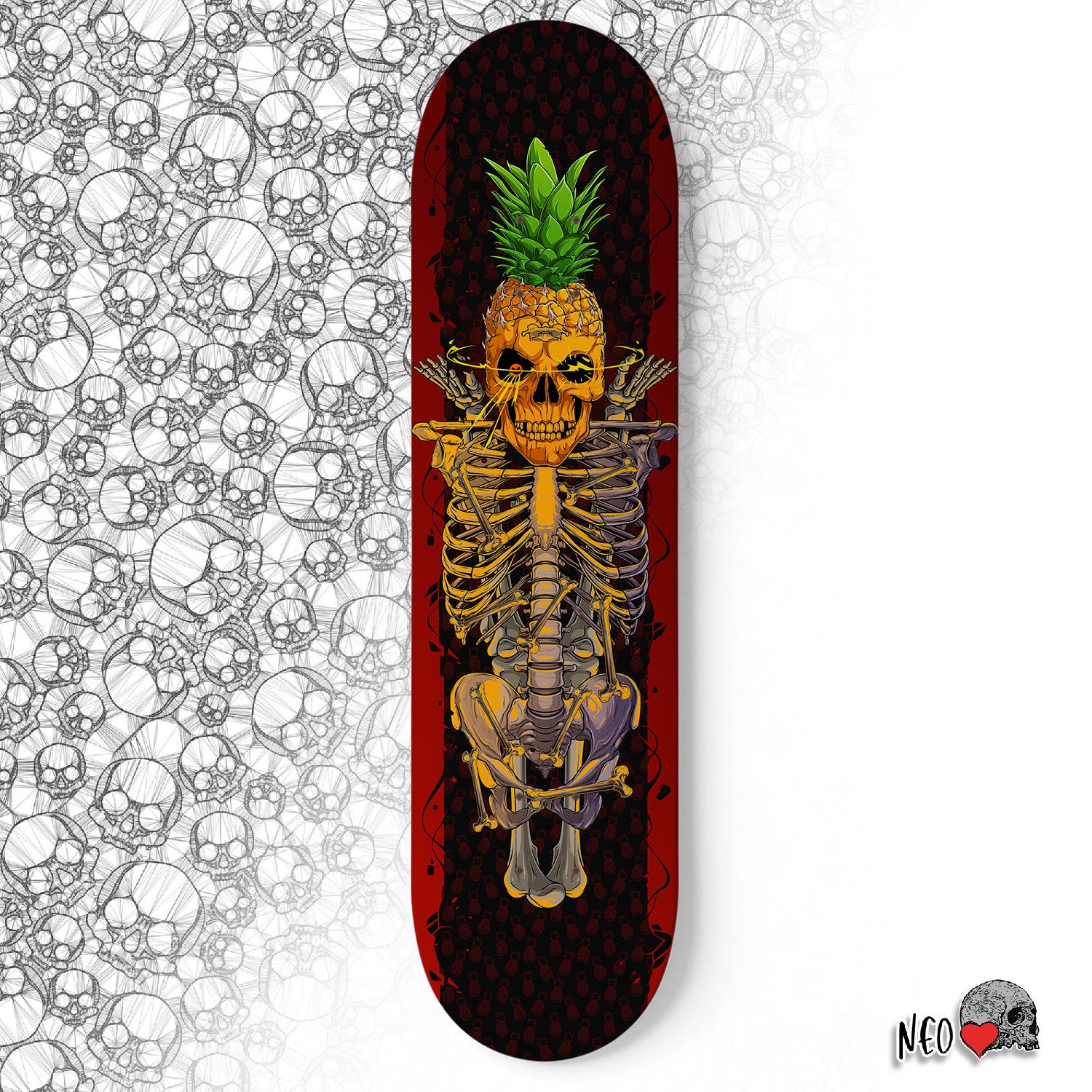 pineapple skull skateboard deck wall art