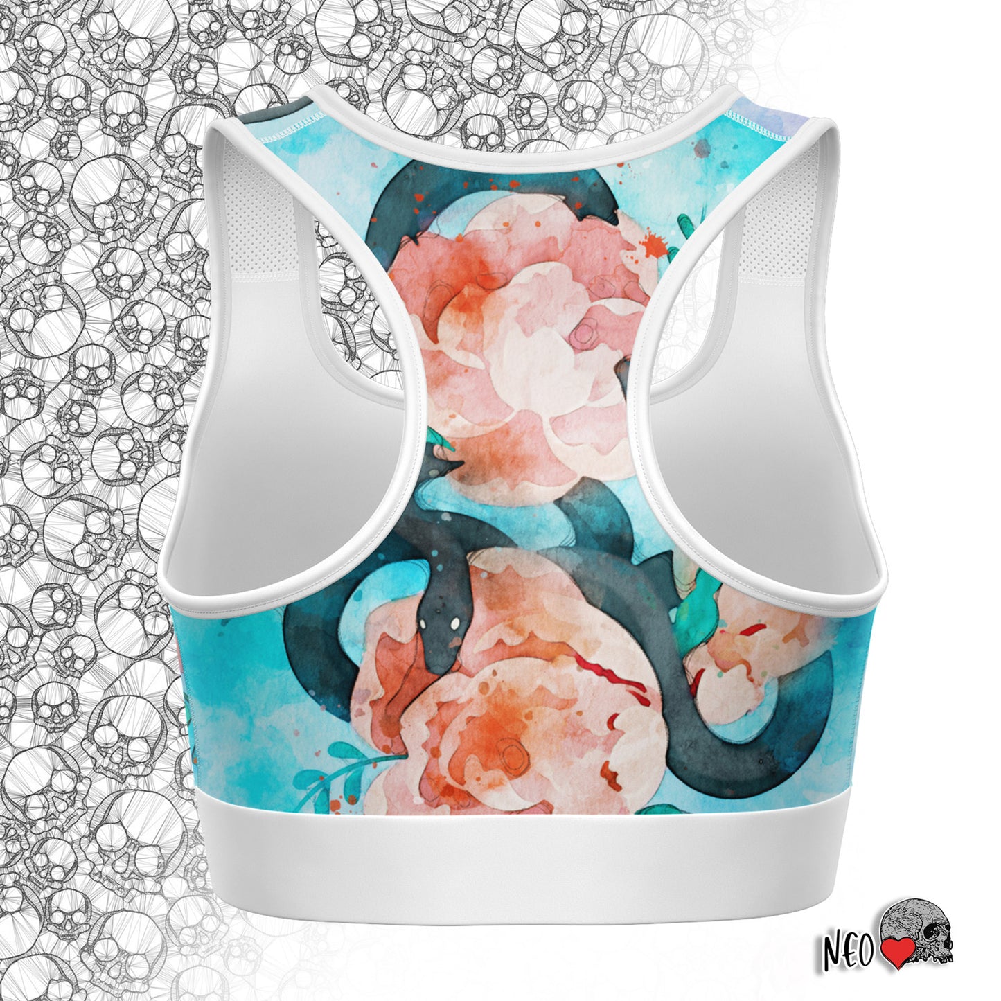 snakes and flowers pattern sport bra