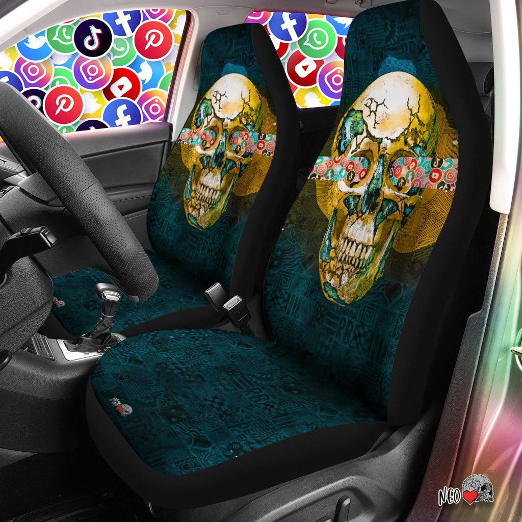 Social Media Lies Skull Car Seat Covers - NeoSkull