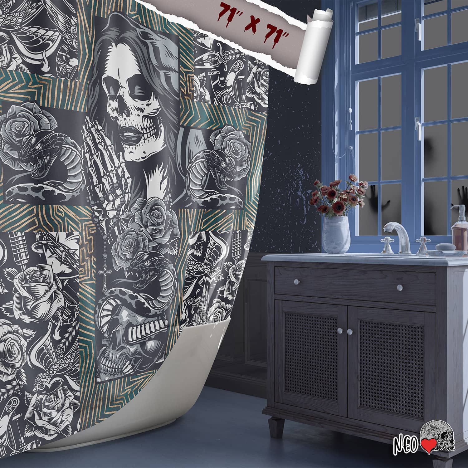 gothic bathroom decor shower curtain