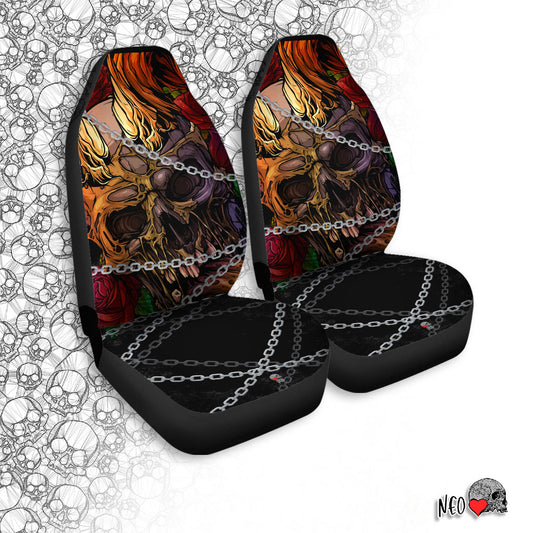 trapped demon car seat cover set neoskull
