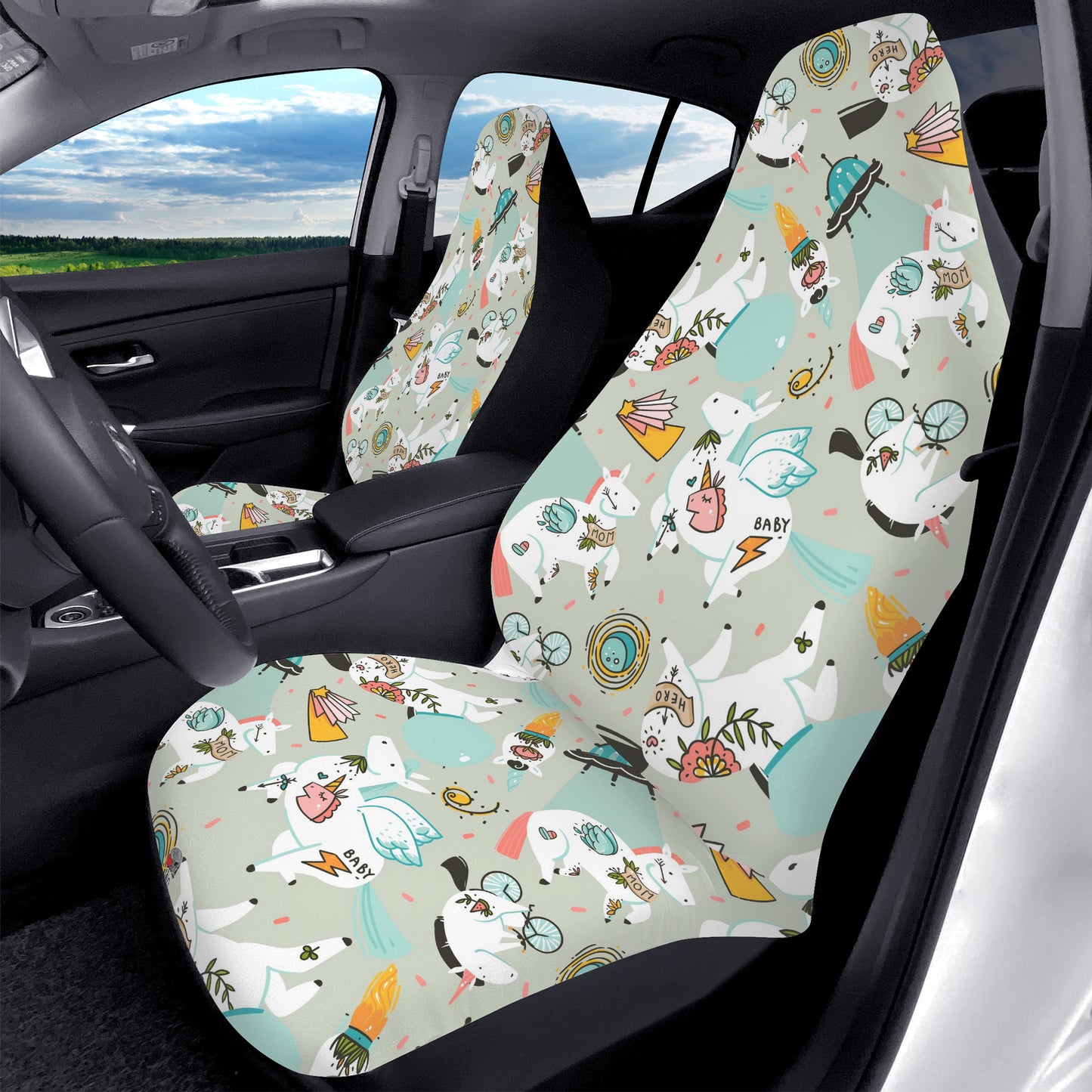 Happy Unicorn Car Seat Covers