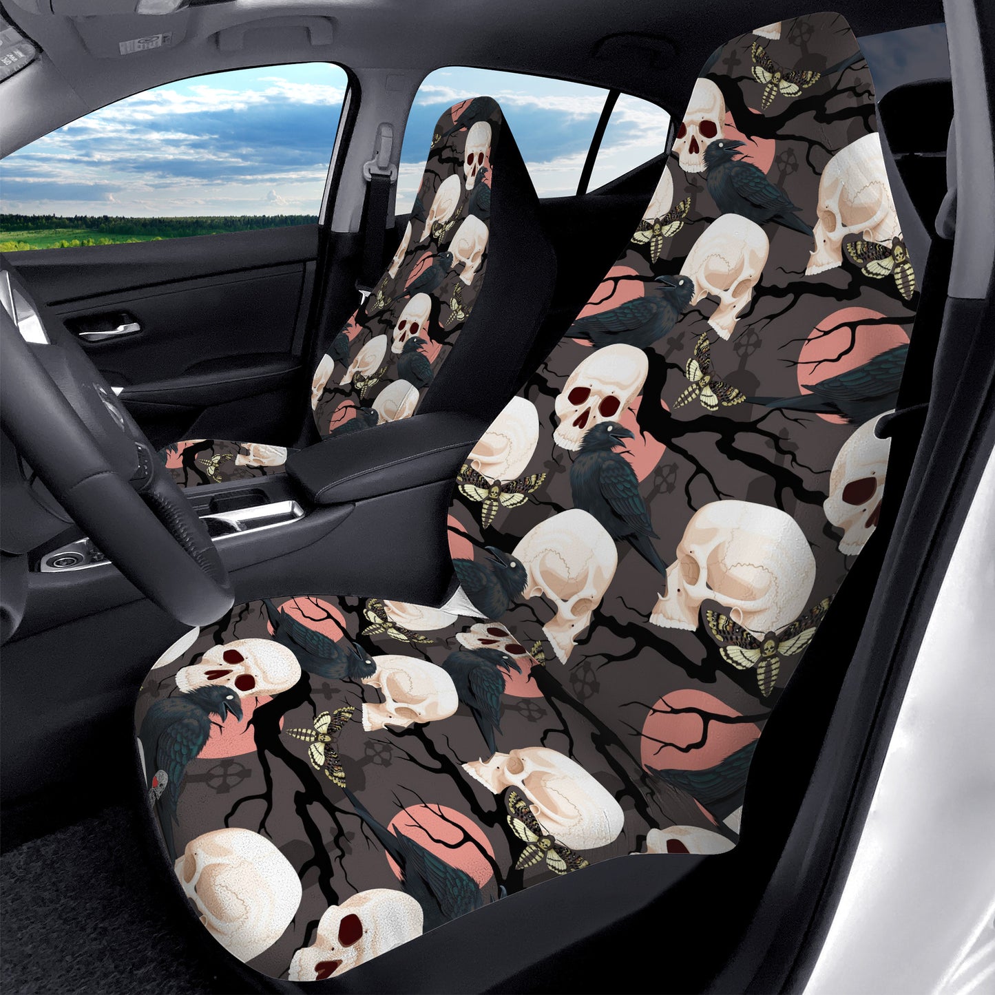 Skulls and Ravens Car Seat Covers