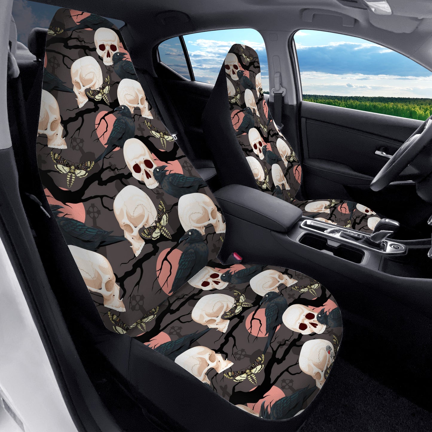 Skulls and Ravens Car Seat Covers