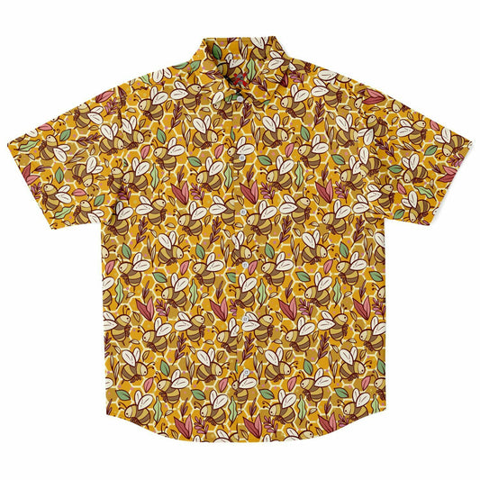 Bees Short Sleeve Button Down-up Shirt