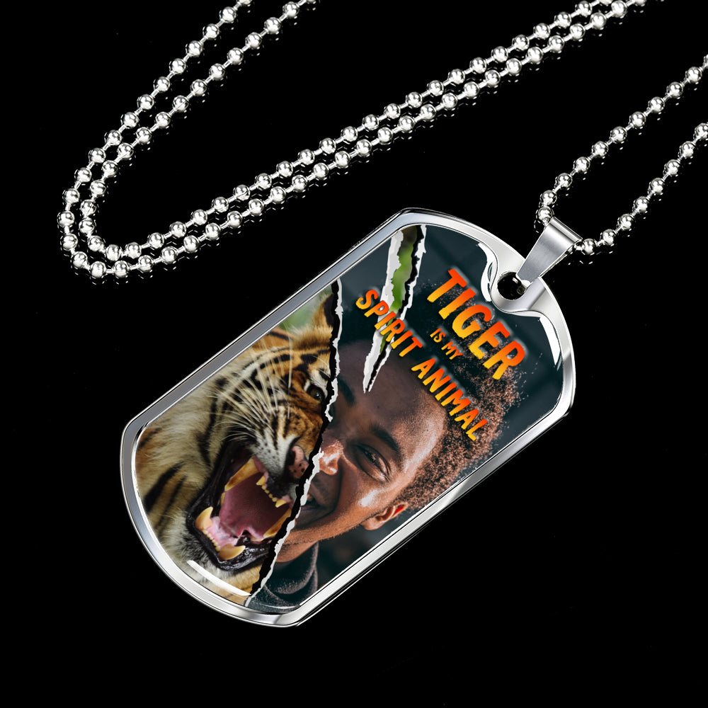 Tiger Inside Dog Tag Necklace , Personalized Photo - NeoSkull