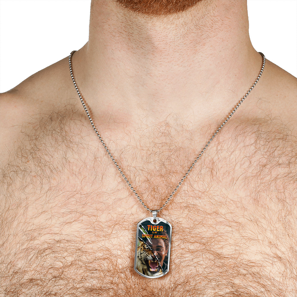 Tiger Inside Dog Tag Necklace , Personalized Photo - NeoSkull