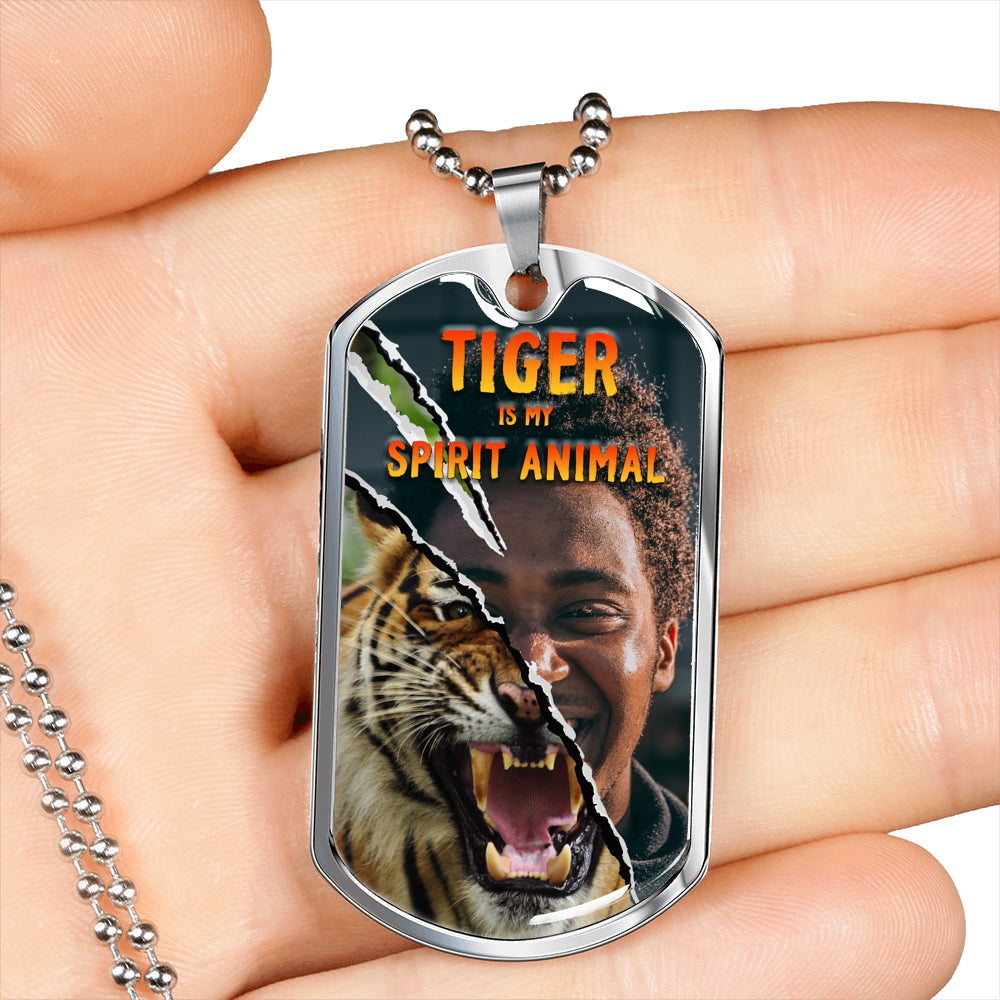 Tiger Inside Dog Tag Necklace , Personalized Photo - NeoSkull