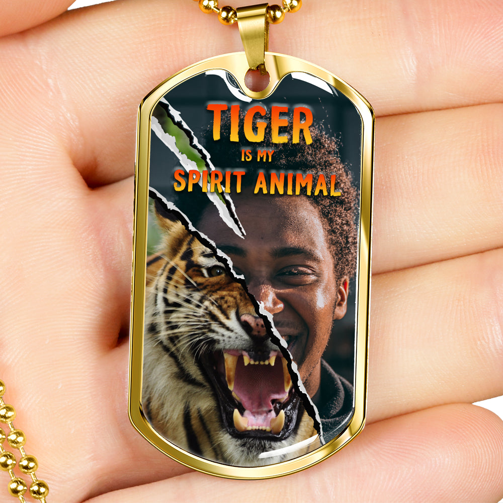 Tiger Inside Dog Tag Necklace , Personalized Photo - NeoSkull