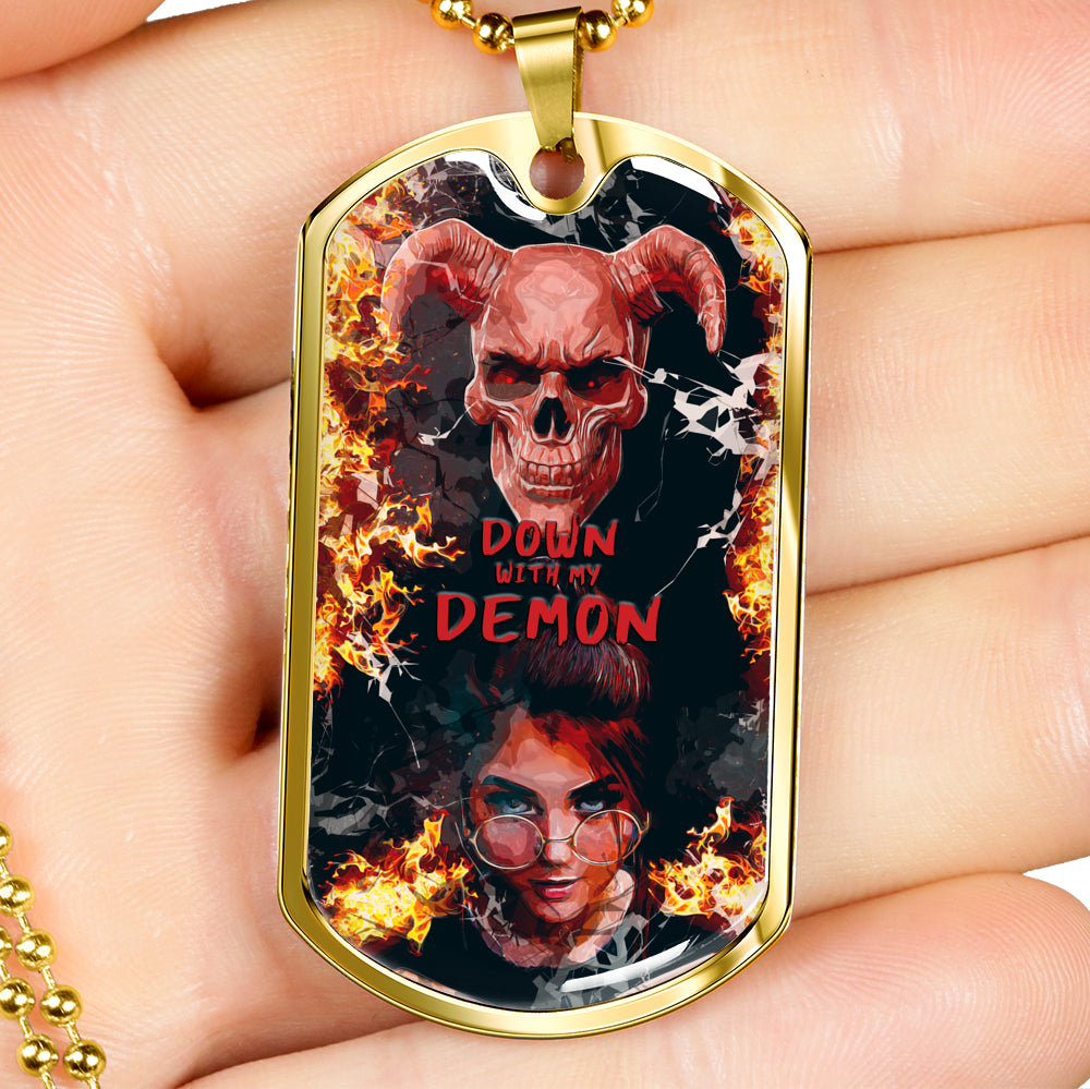 Down with My Demon Necklace, Custom photo dog tag - NeoSkull