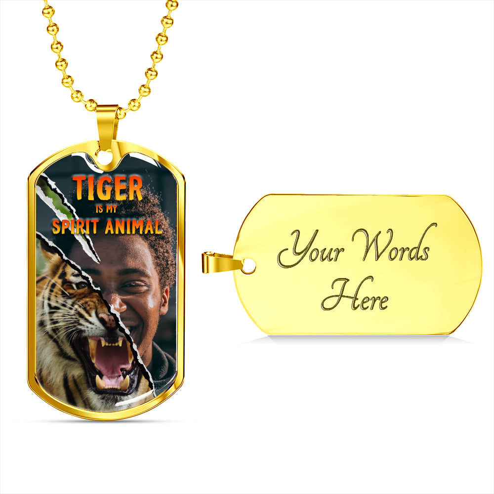 Tiger Inside Dog Tag Necklace , Personalized Photo - NeoSkull