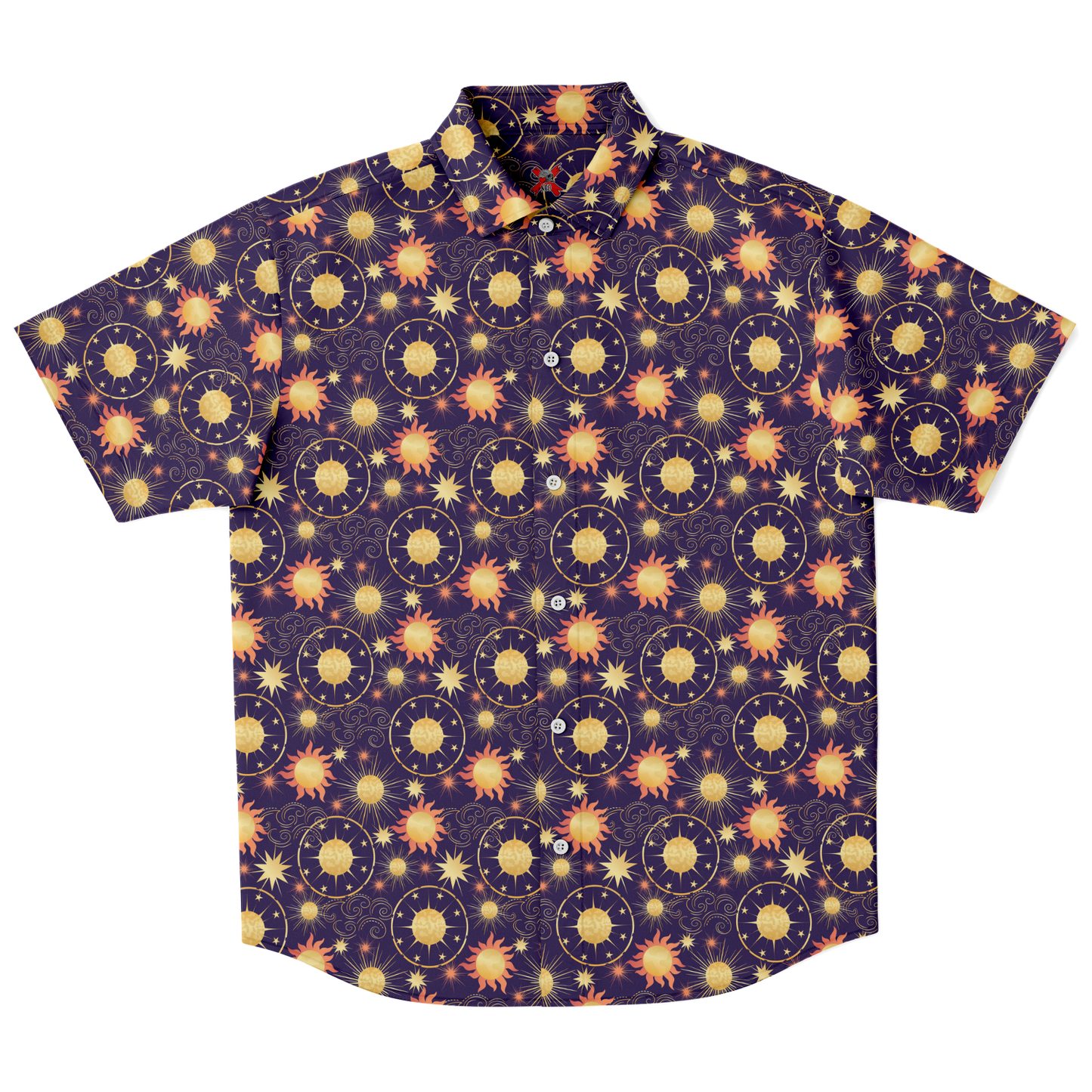 Sun and Planet short sleeve-up down shirt