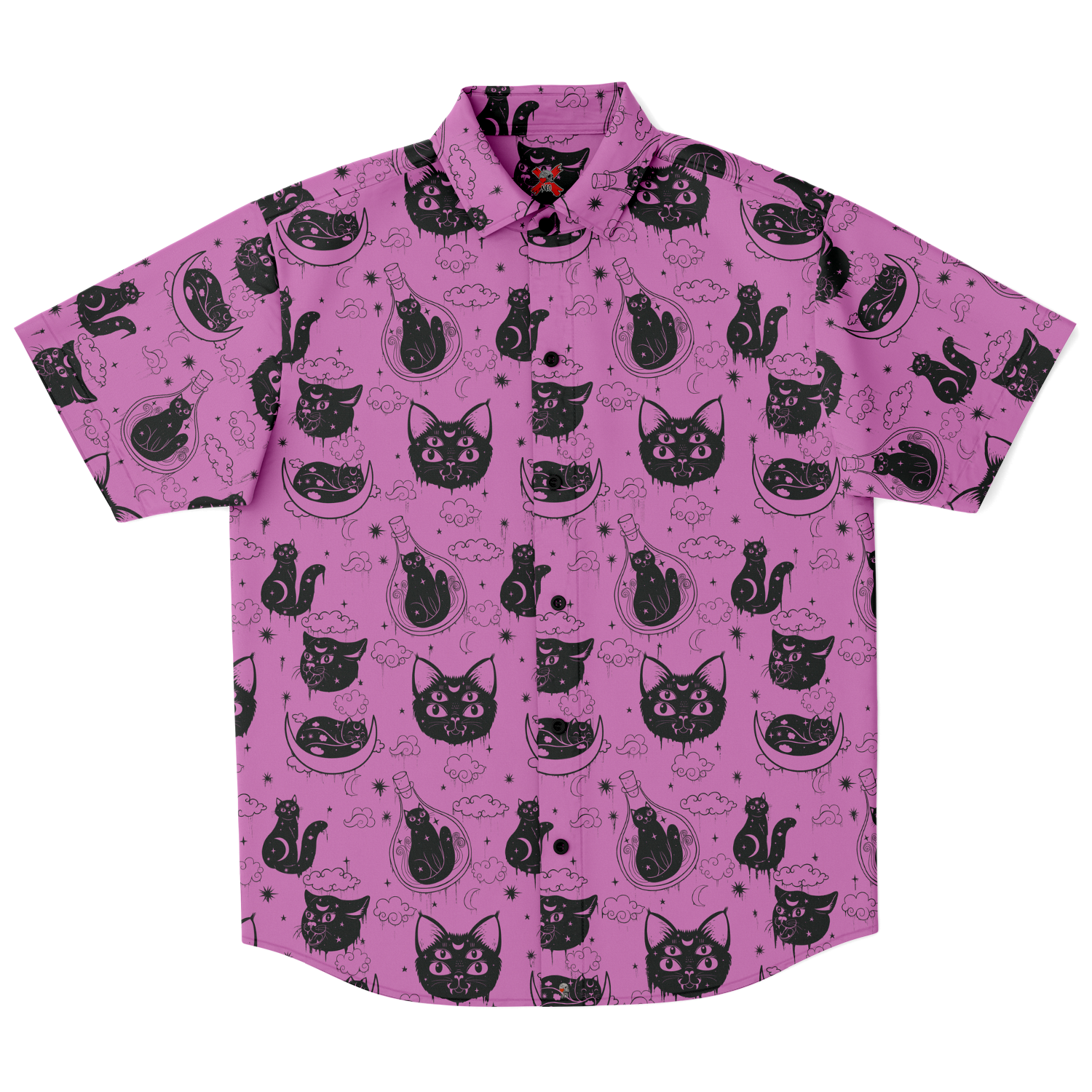 Witchy cat button down shirt