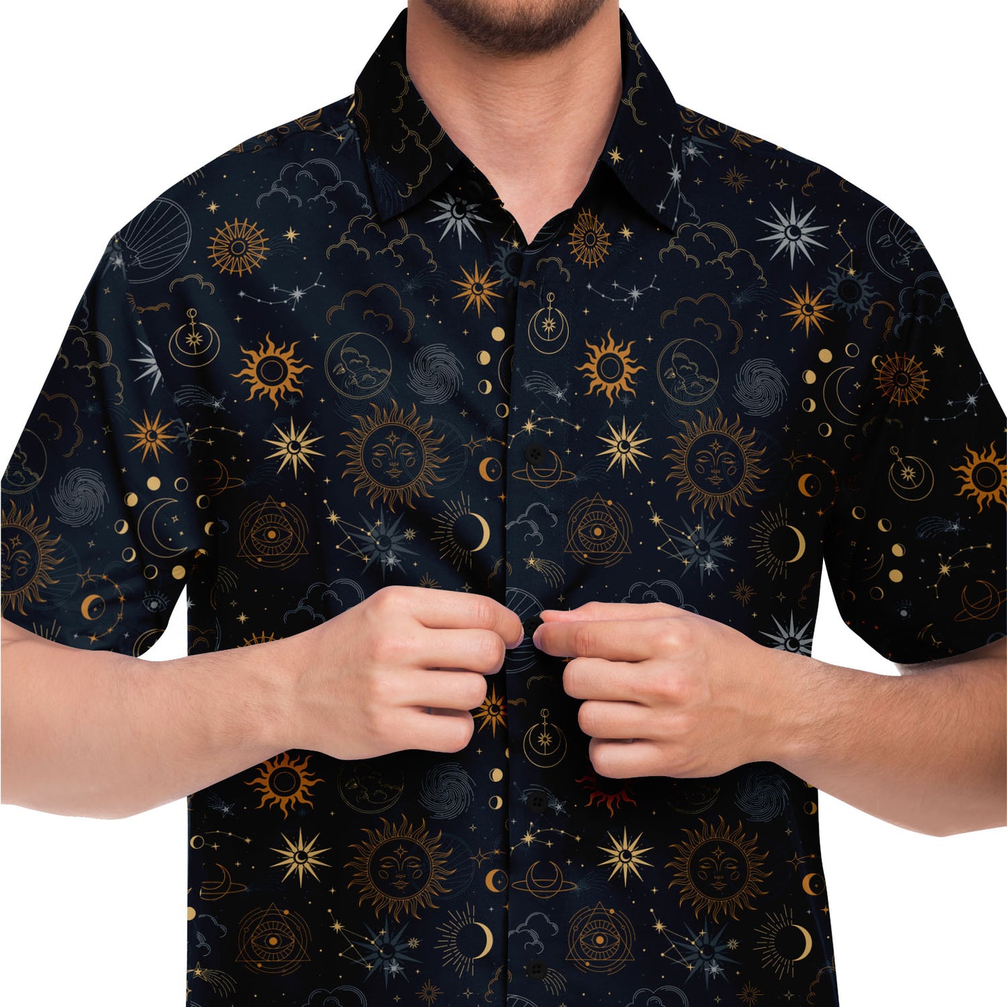 Celestial short sleeve button-up shirt