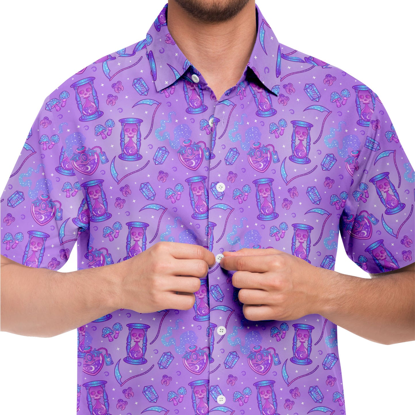 Neon Magic short sleeve button down shirt