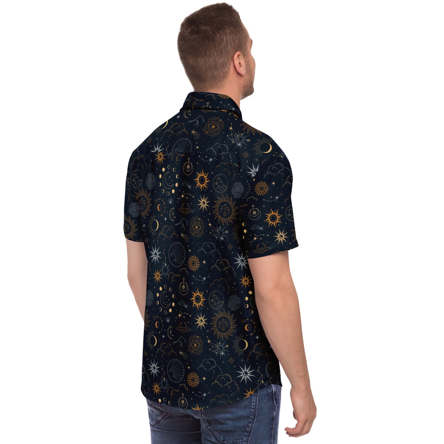 Celestial short sleeve button-up shirt