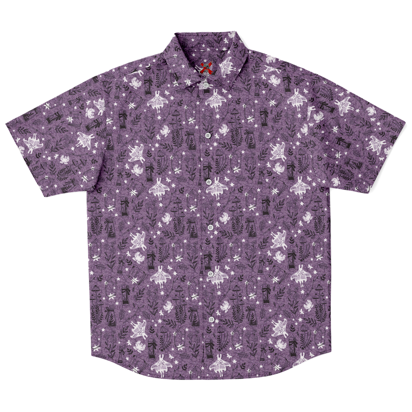 Witchy story short sleeve button-up shirt.