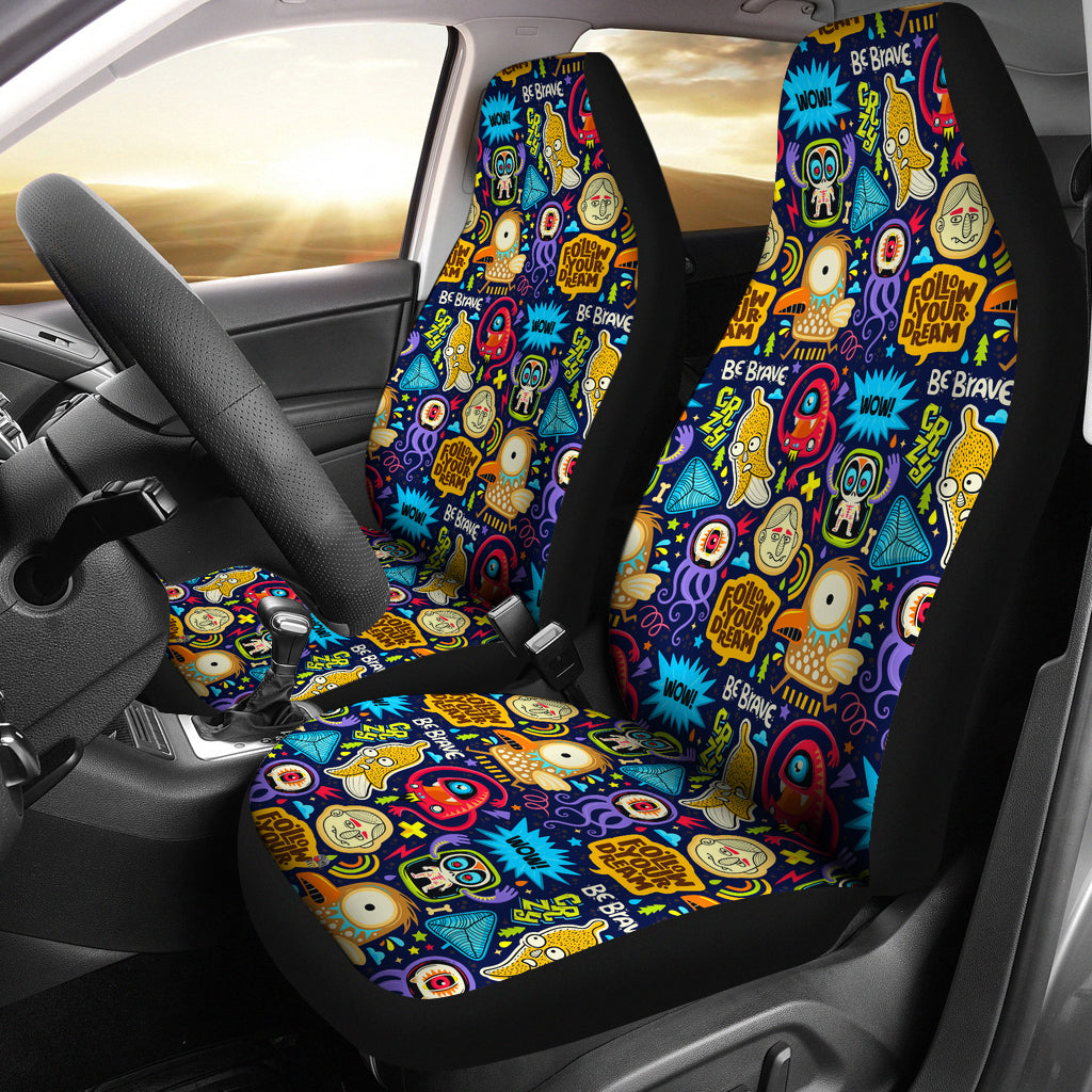 cartoon monsters - car seat covers