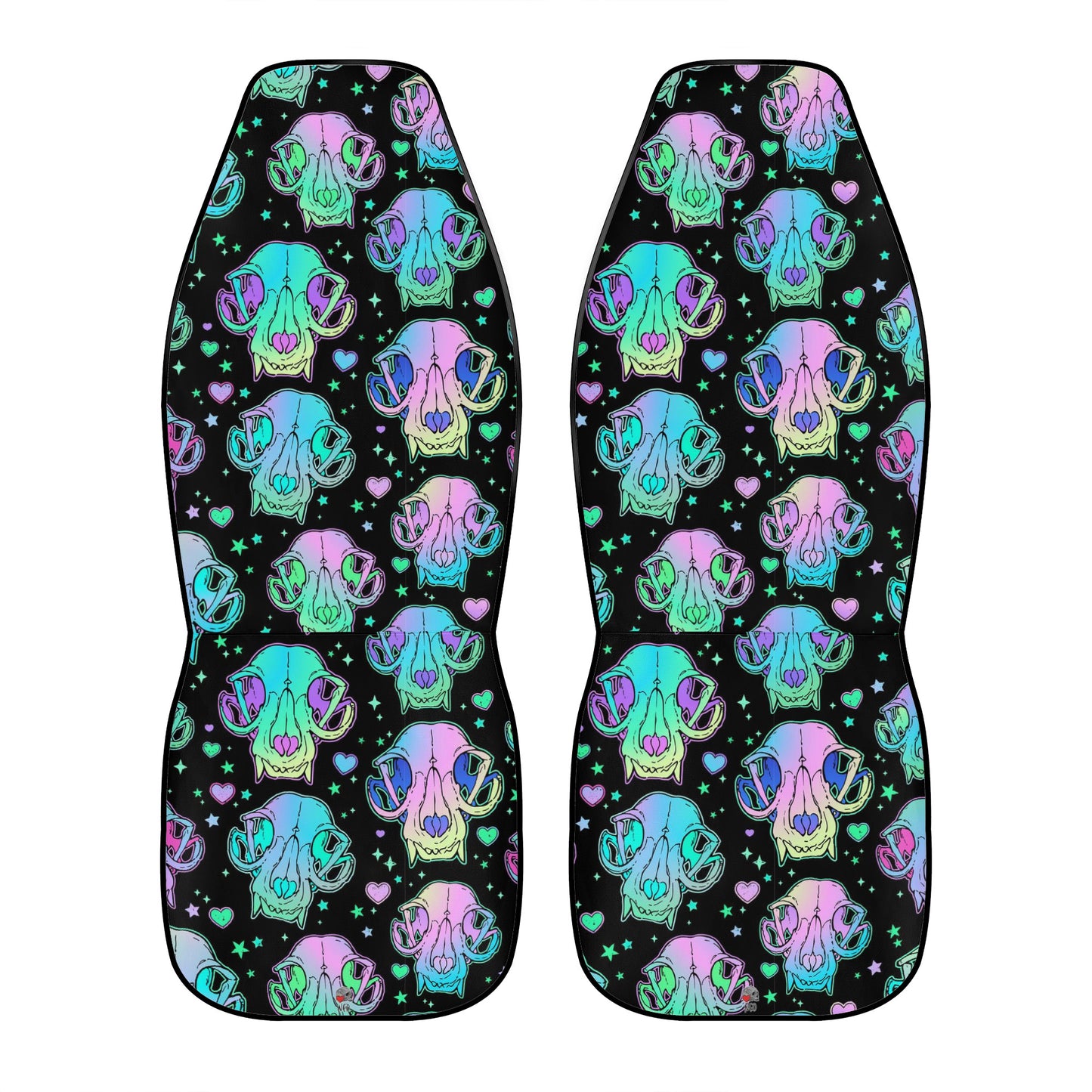 Neon Cat Skulls Full Car Seat Cover Set