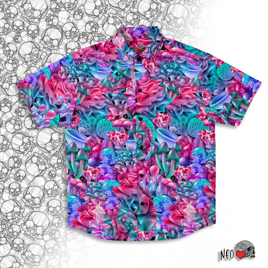 Magic Mushroom Short Sleeve Button Down Shirt