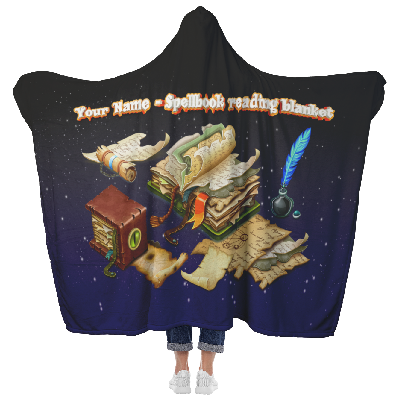 Custom Name Spell Book Hooded Blanket - NeoSkull