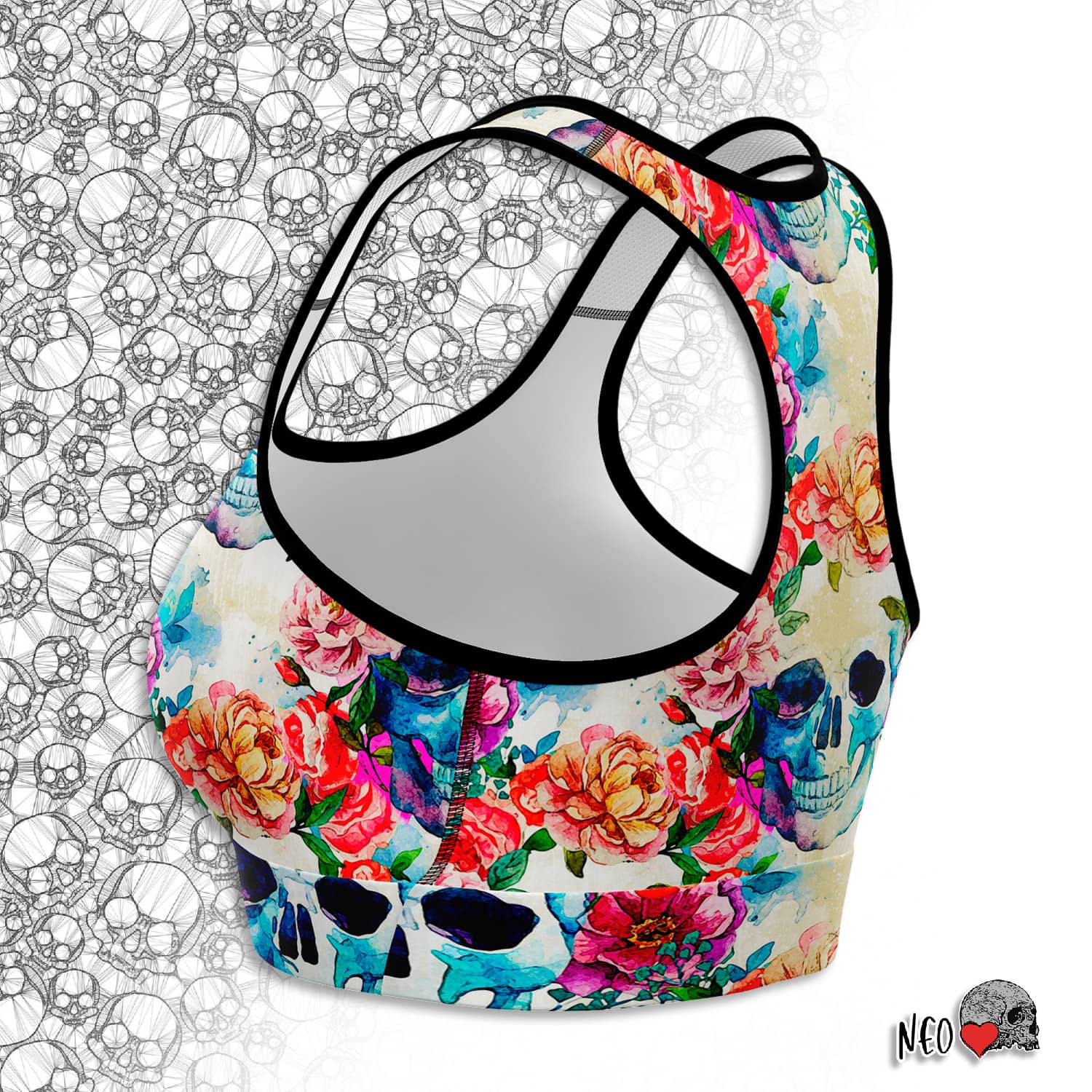 floral skull watercolor art clothes