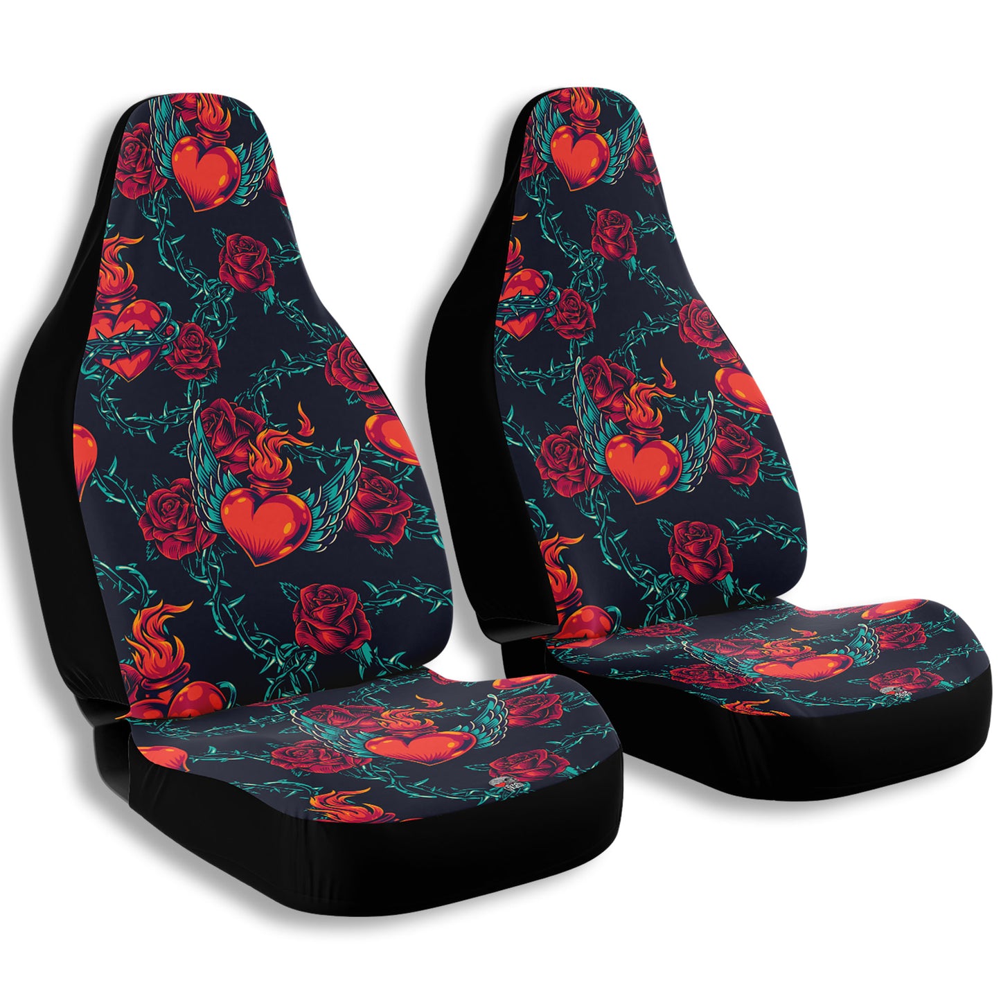 Fiery Hearts Roses and thorns Car Seat Covers