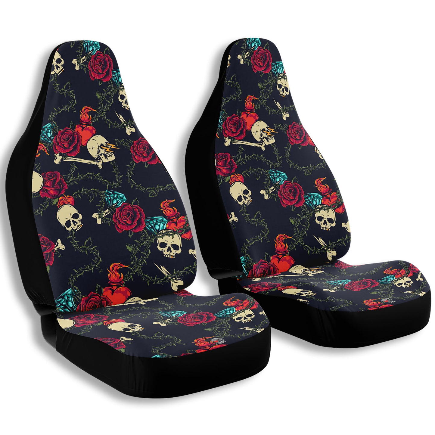 Roses Skull and gems Car Seat Covers