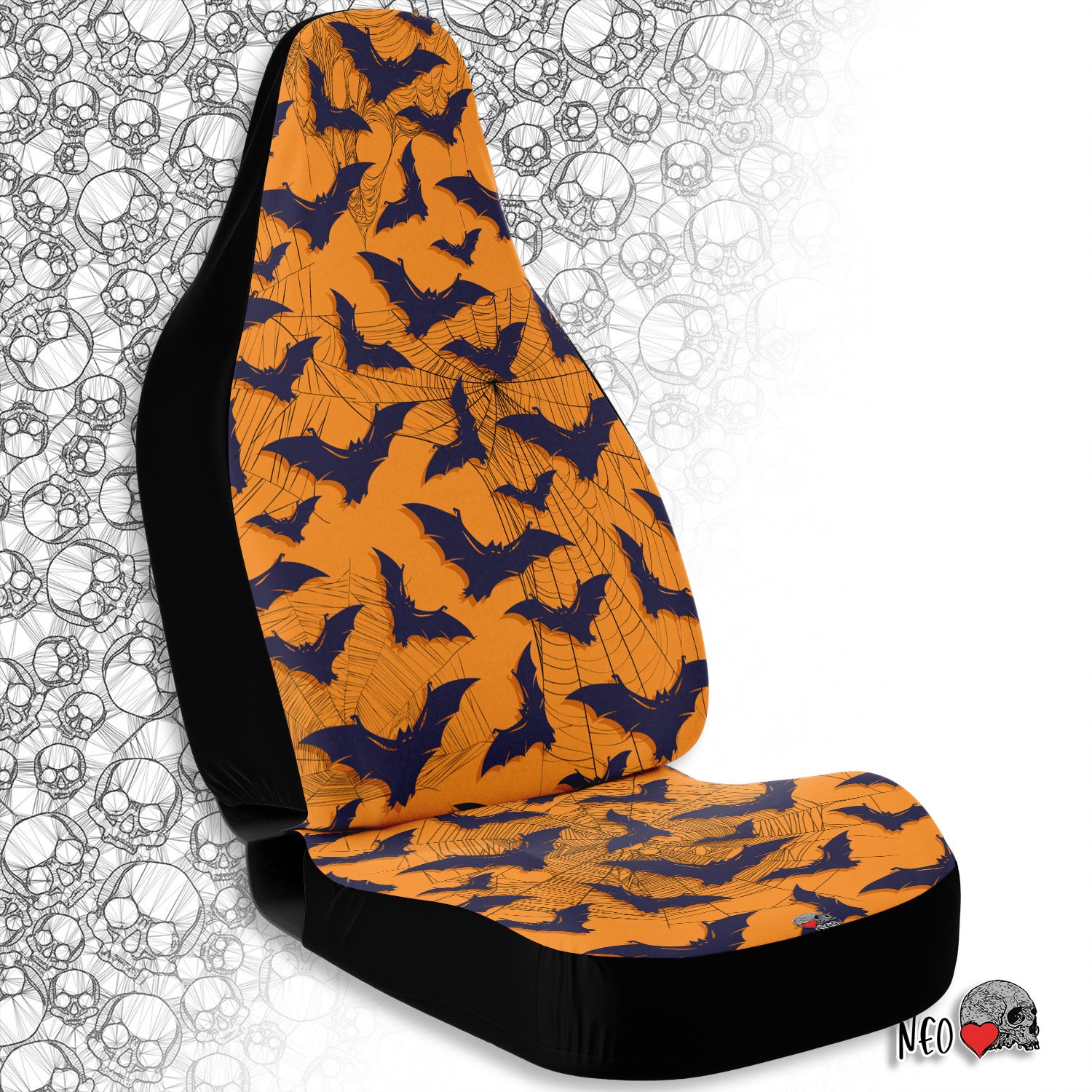 spider web and bats orange car seat covers