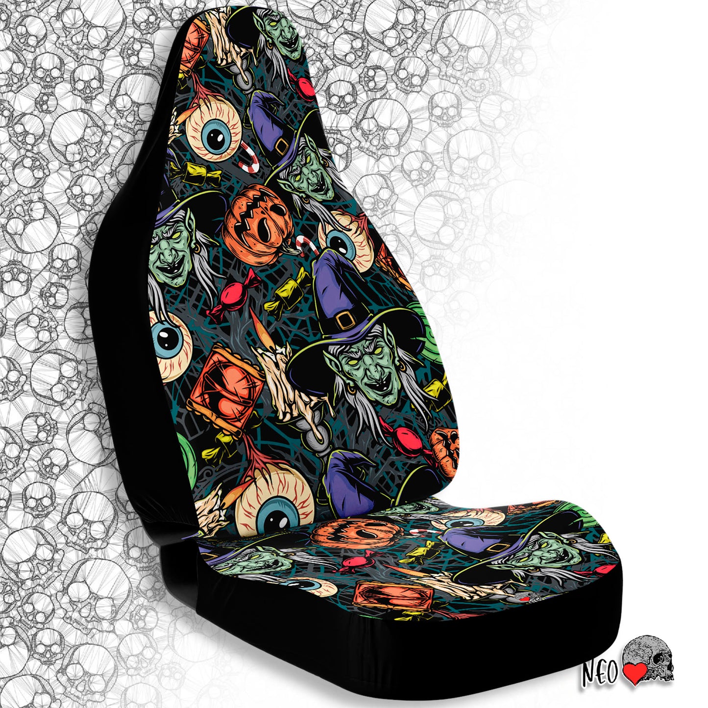 spooky decor car seat covers - neoskull
