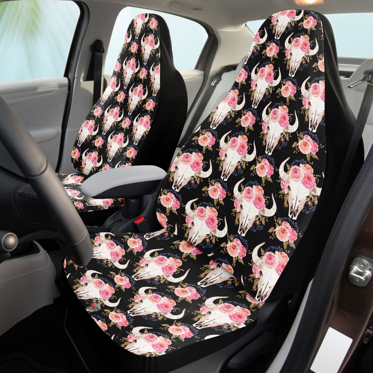 boho skull roses car seat covers