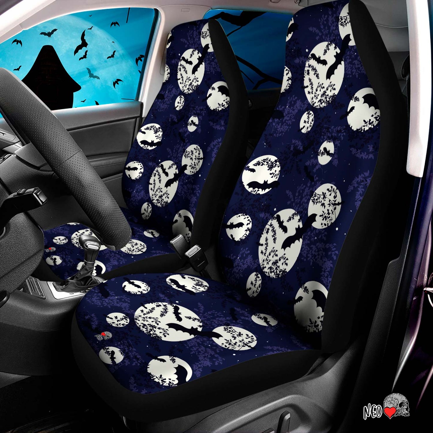 Night sky and bats Car Seat Covers