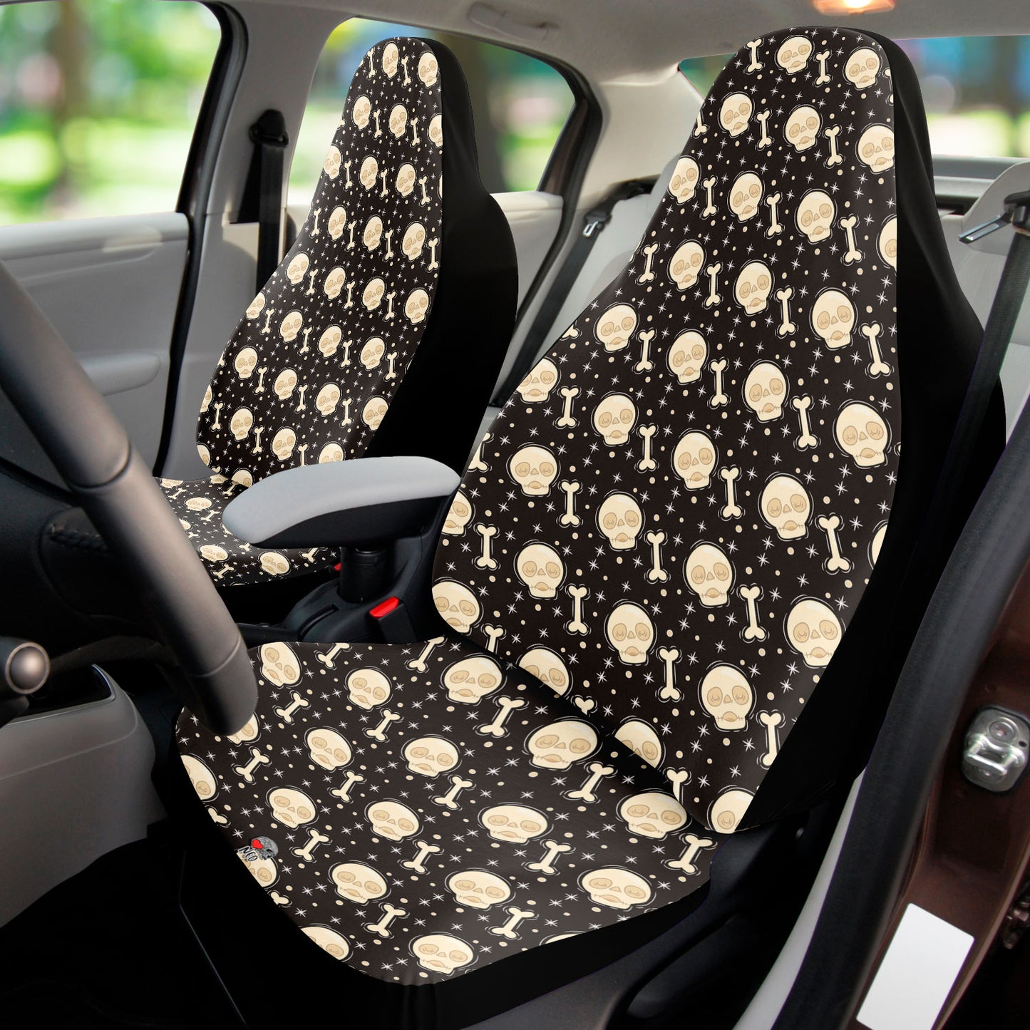 universal car seat covers goth style- neoskull