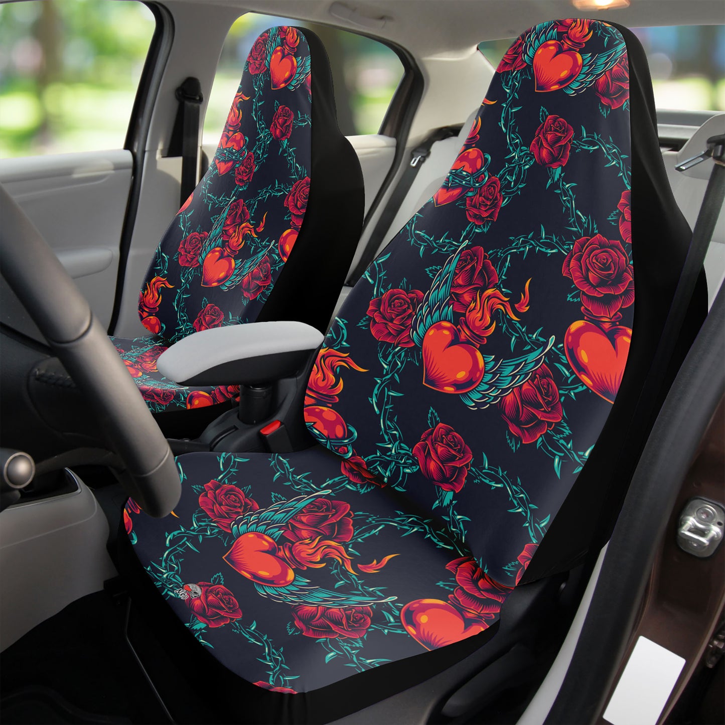 Fiery Hearts Roses and thorns Car Seat Covers